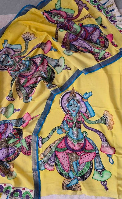 Handcrafted Kalahasthi Penkalamkari bangalore silk set - KH106