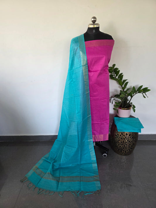 Bhagalpuri fusion mangalagiri silk set - BA163