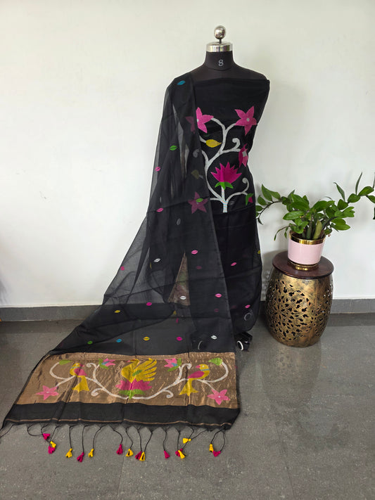Handloom muslin paithani jamdhani set - JMM352