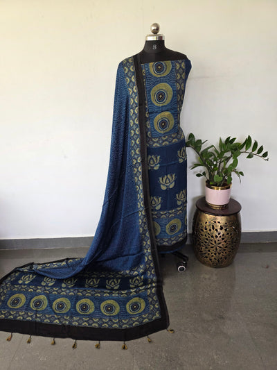 Handcrafted ajrakh modal silk set - HZ180