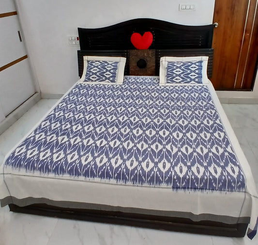 Warp ikkat bed sheets (90*108 2/40s bedsheet with pillow) - NV550