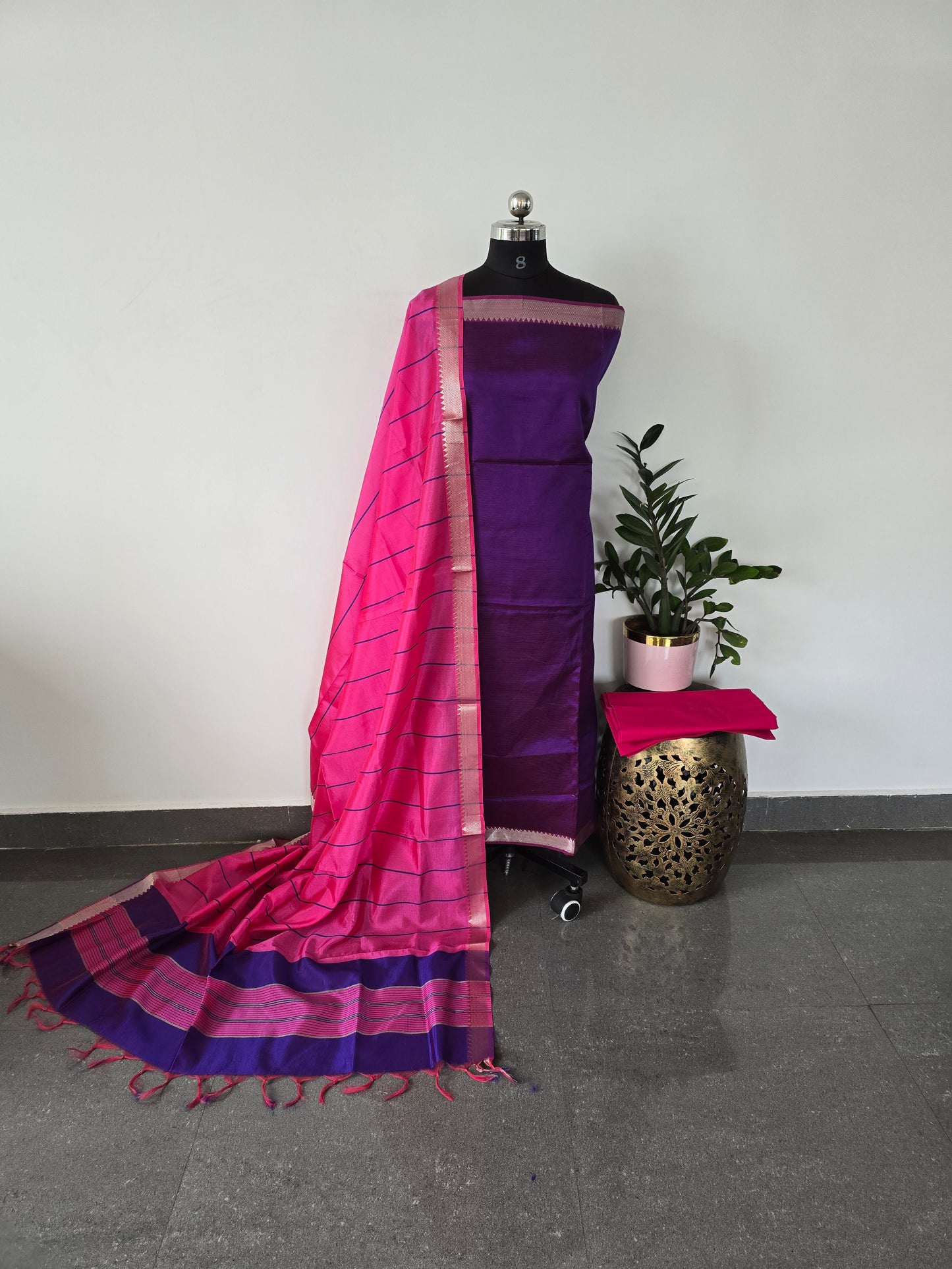 Premium semi mangalagiri silk cotton set - POS76