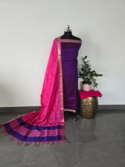 Premium semi mangalagiri silk cotton set - POS76