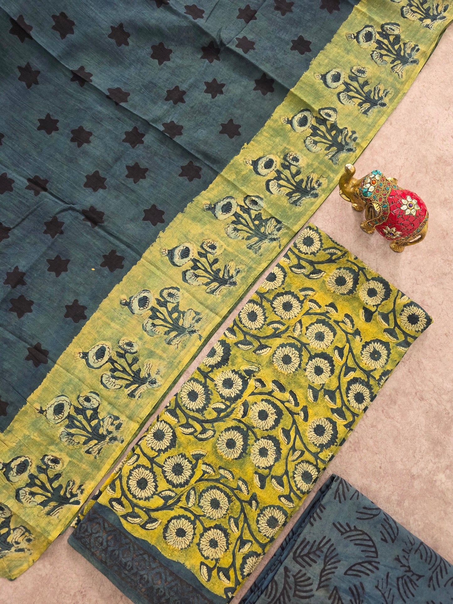 Nashpal Ajrakh Handblock Jaipuri pure cotton set - JA947