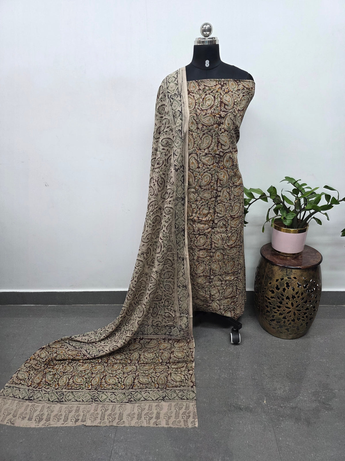 Handblock pure kalamkari cotton set (2 pc set) - AK519