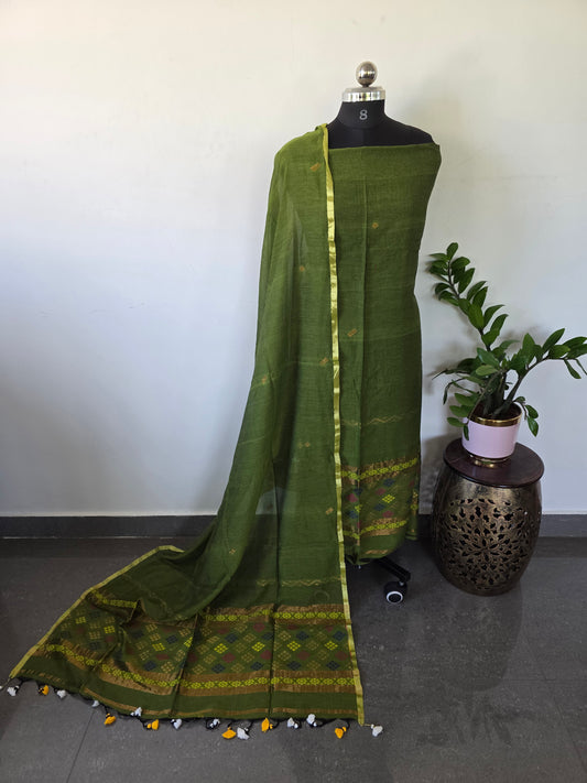 Handloom  mul khadi cotton jamdhani set - MUL147