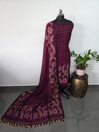 Premium checked handloom linen jamdhani set - JMM396