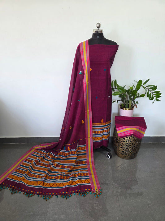Handcrafted embroidery work bhujodi cotton salwar set (3 pc set ) - JMM267