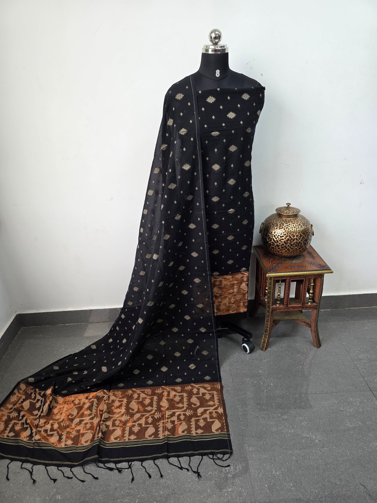 Mul cotton jamdhani set(Black) -JMM590
