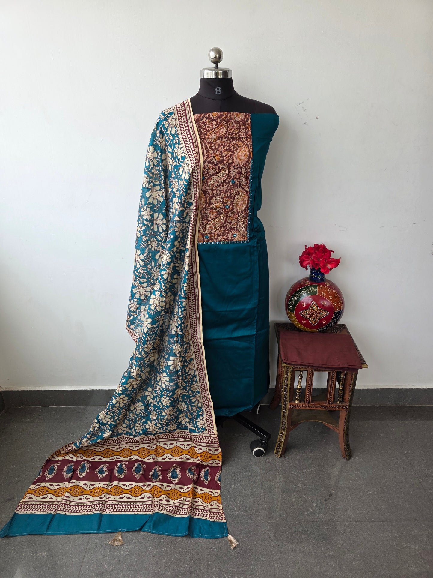 Kalamkari applique work with satin cotton-DM130