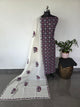 Handcrafted ajrakh cotton set with kantha applique cotton shawl - BAA125
