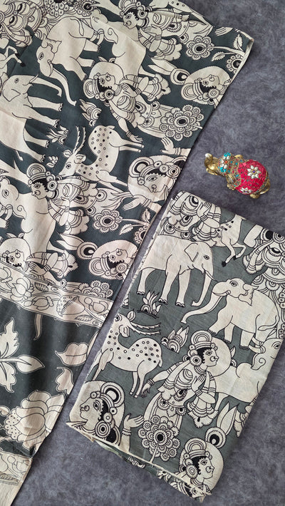 Pure Kalamkari Cotton Salwar Set (2.5 Metres) - Ak370