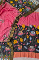 Handcrafted Kalahasthi Penkalamkari bangalore silk set - KH150