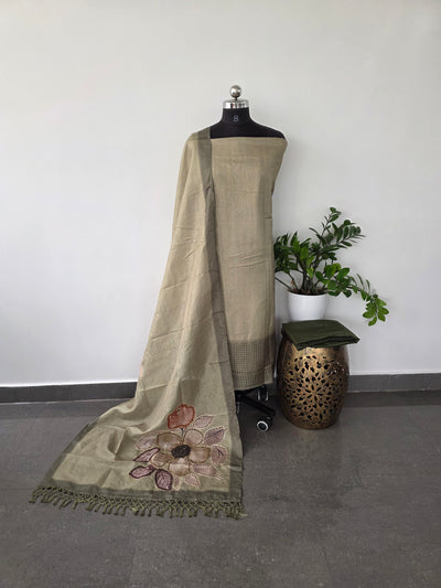 Premium semi tussar silk set with cutwork dupatta - CLA277