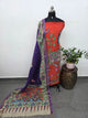 Kalahasthi Handcrafted Penkalamkari bangalore silk set -KH251