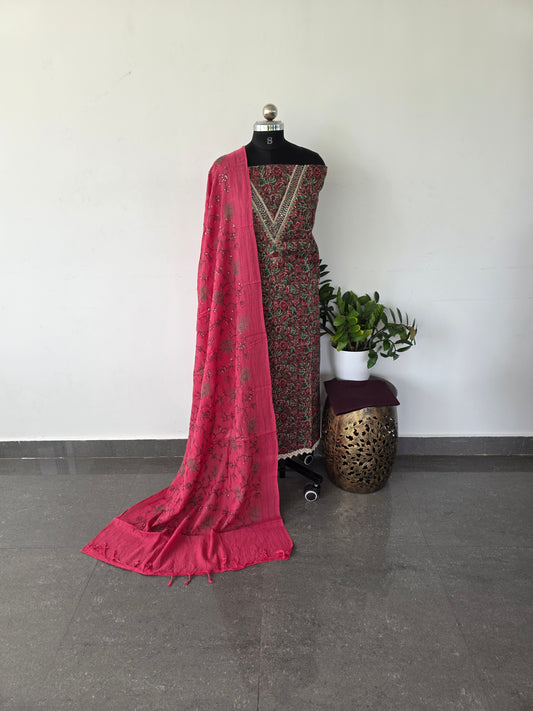 Premium embroidery jaipuri cotton set (2.5 mtrs)-DS142