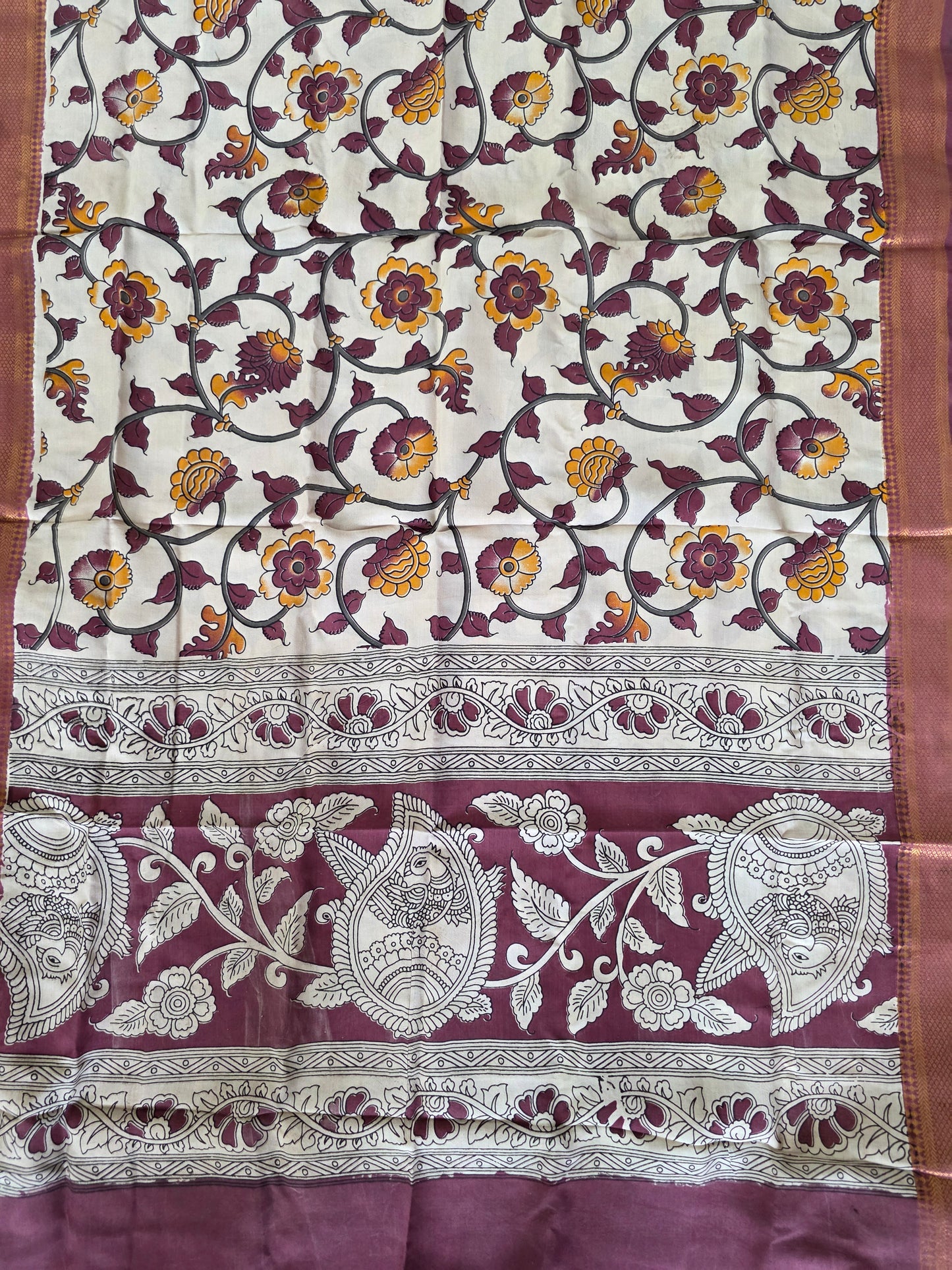 Kanchi border chennuri kalamkari  silk set - AK422