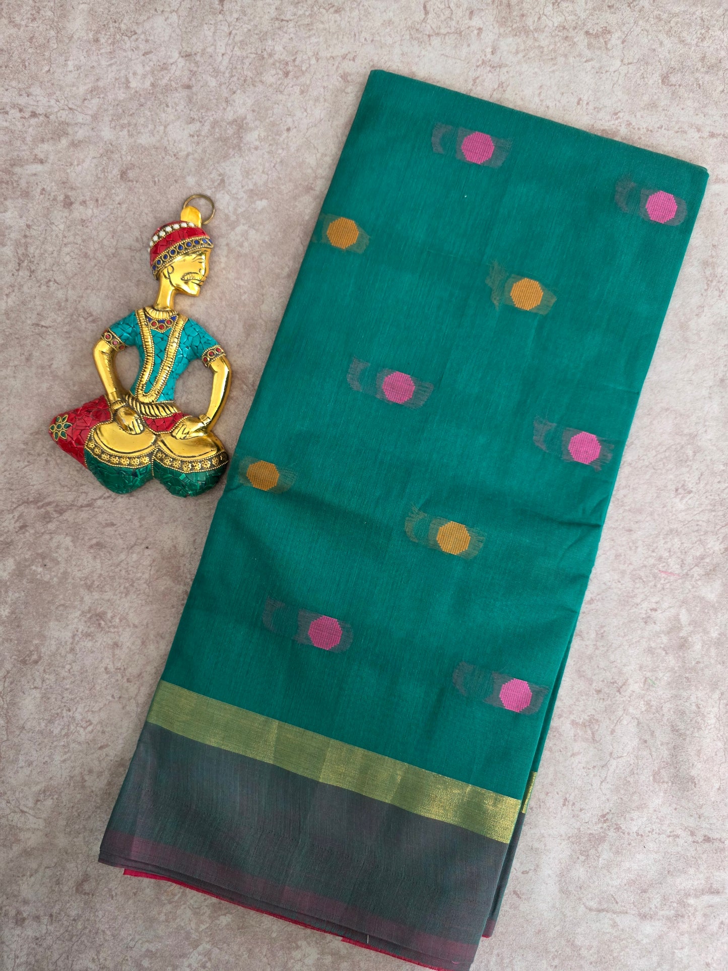 South cotton butta saree with zari border - MAA187
