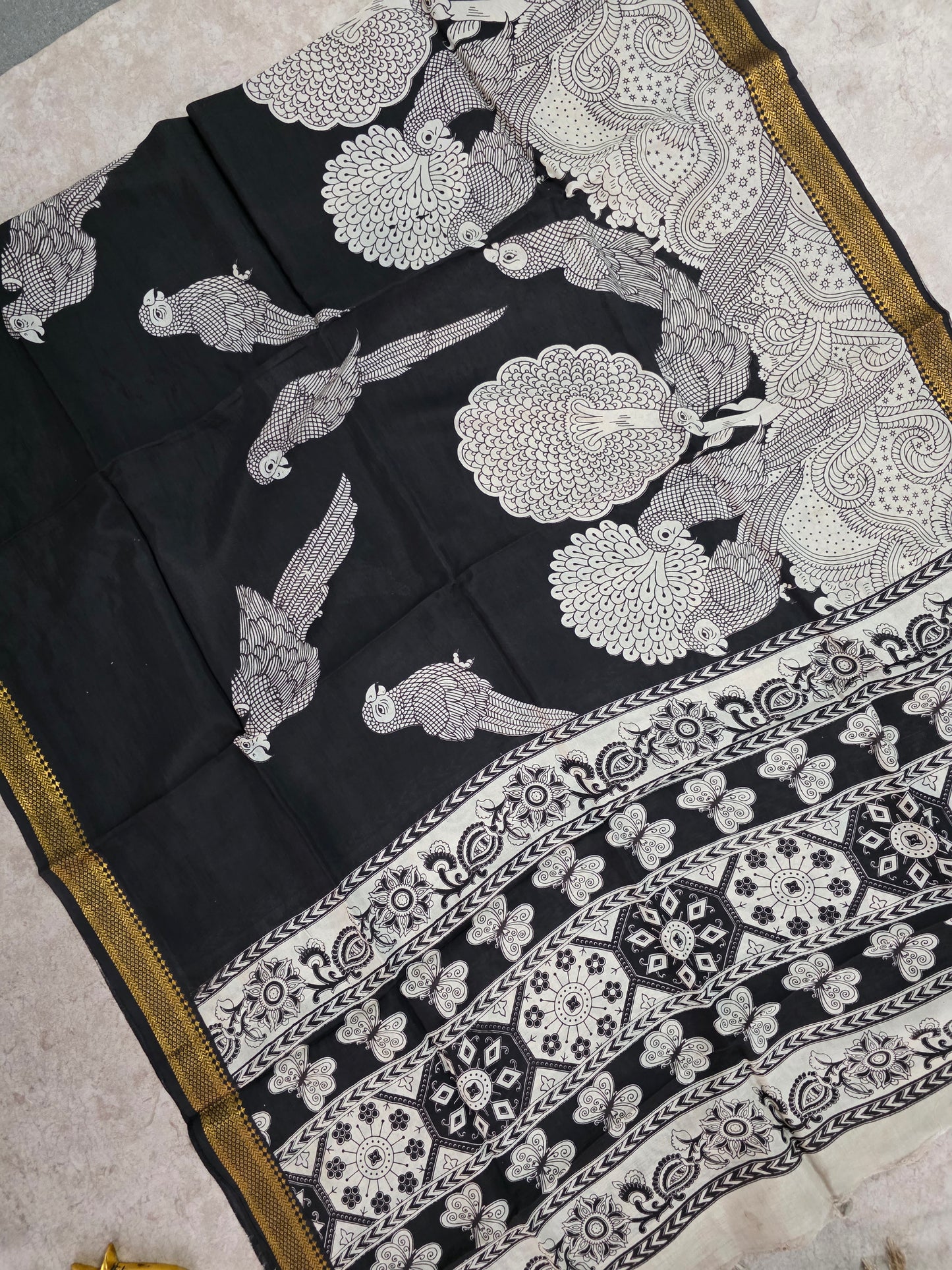 Pure chennuri kalamkari silk duppatta  - KAA1