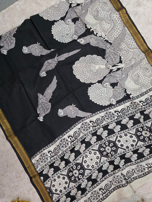 Pure chennuri kalamkari silk duppatta  - KAA1
