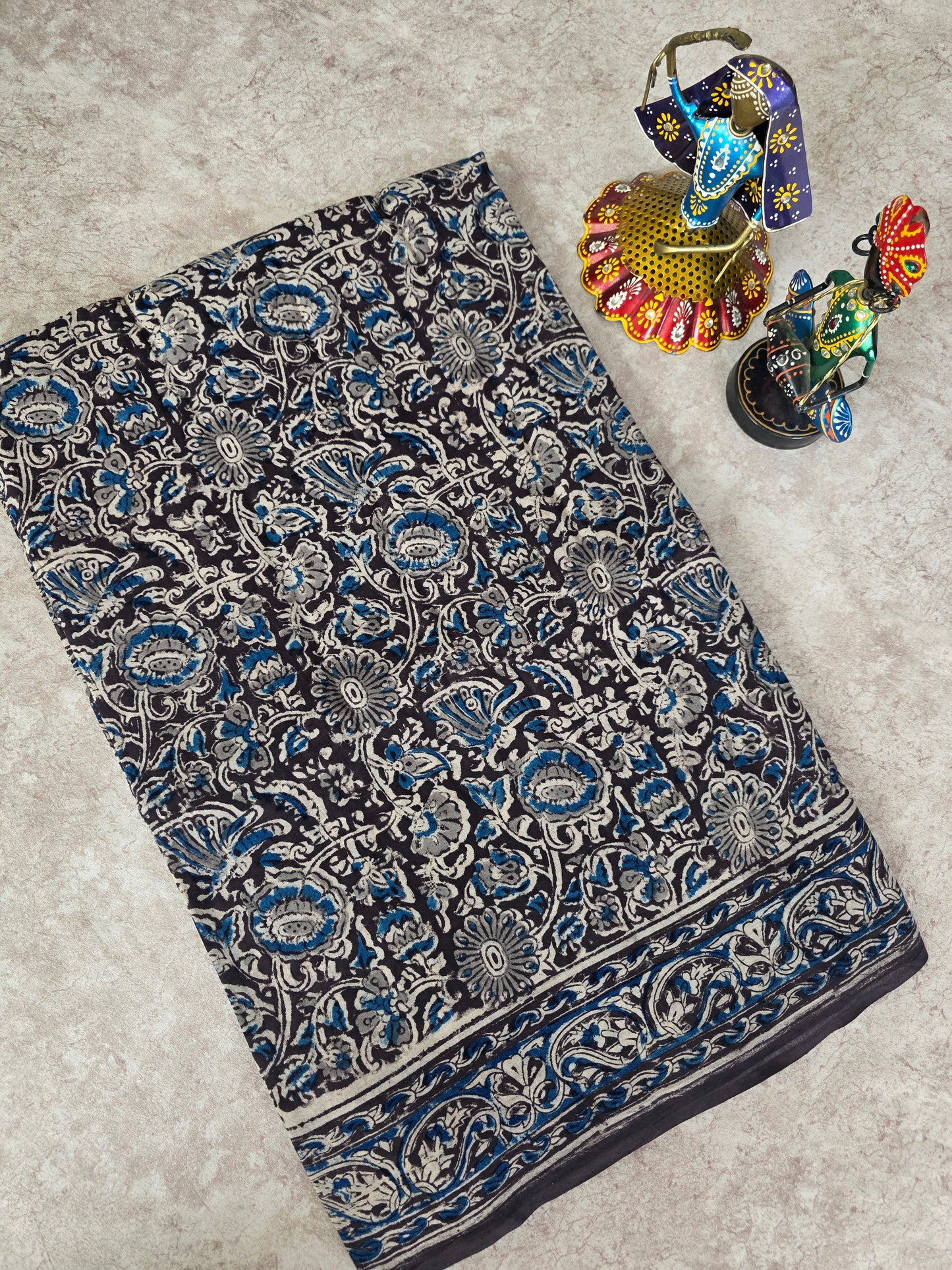 Handblock pure kalamkari cotton saree  - HS1