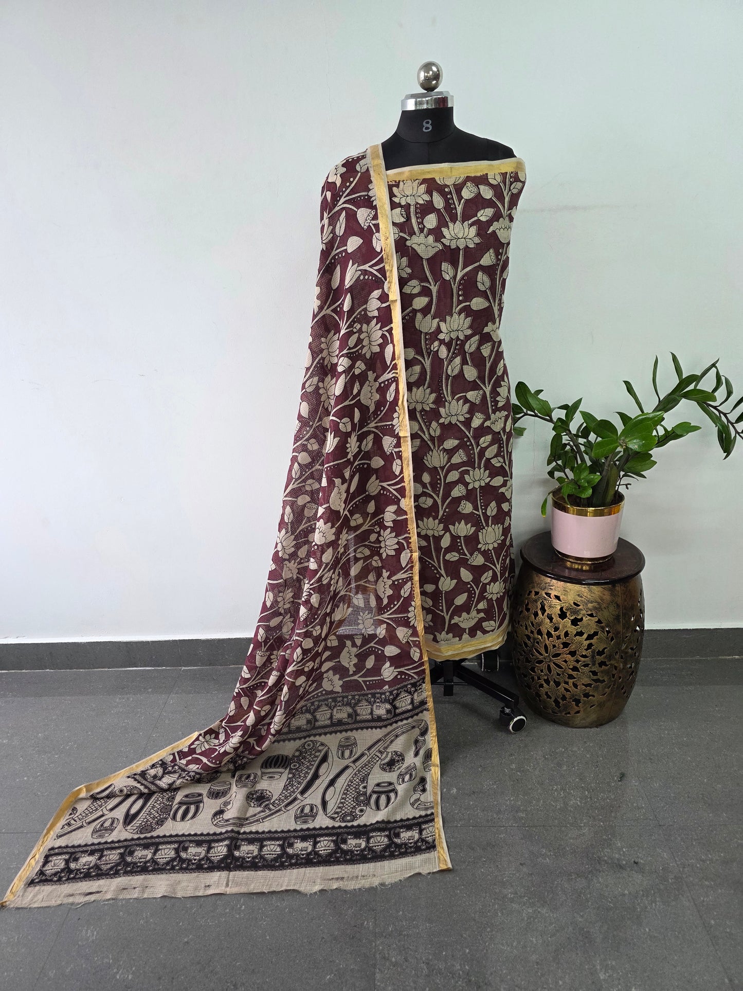Handcrafted Kota kalamkari set (2 pc set )-AK314
