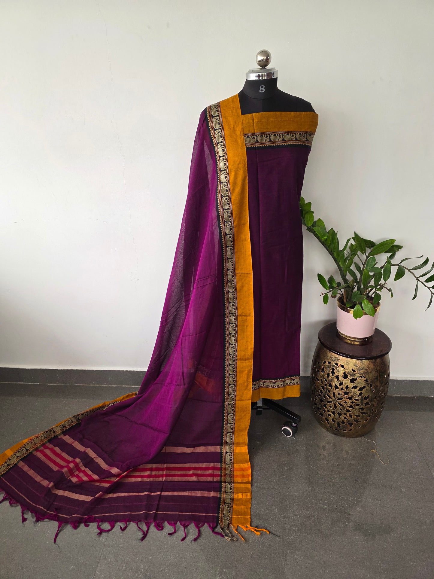 Premium narayanapet salwar set with elephant border (4.5 meters)- NA312