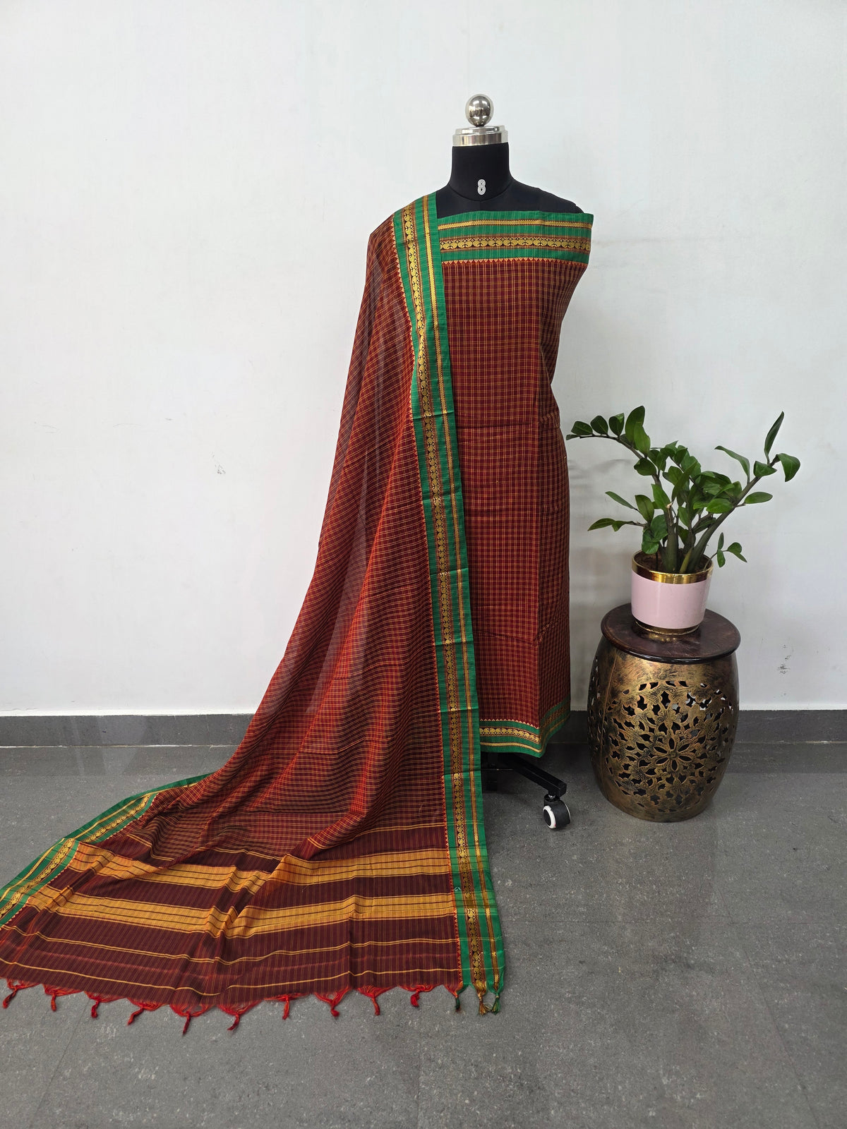 Checked Mercerised narayanapet salwar set (4.5 meters)- NA701