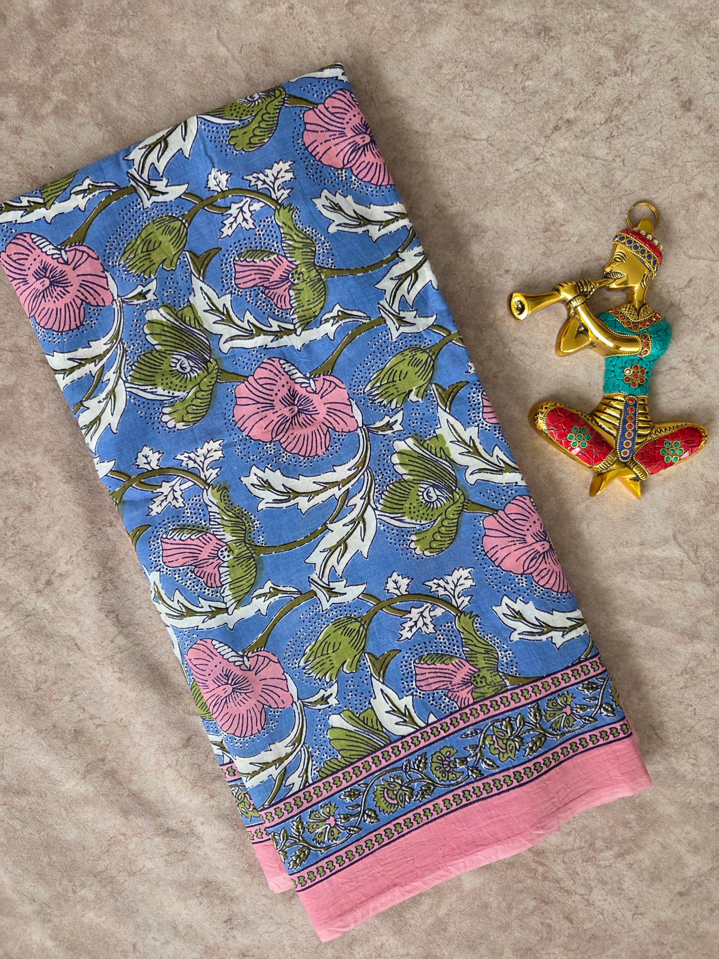 Handblock Jaipuri pure cotton saree - JA507