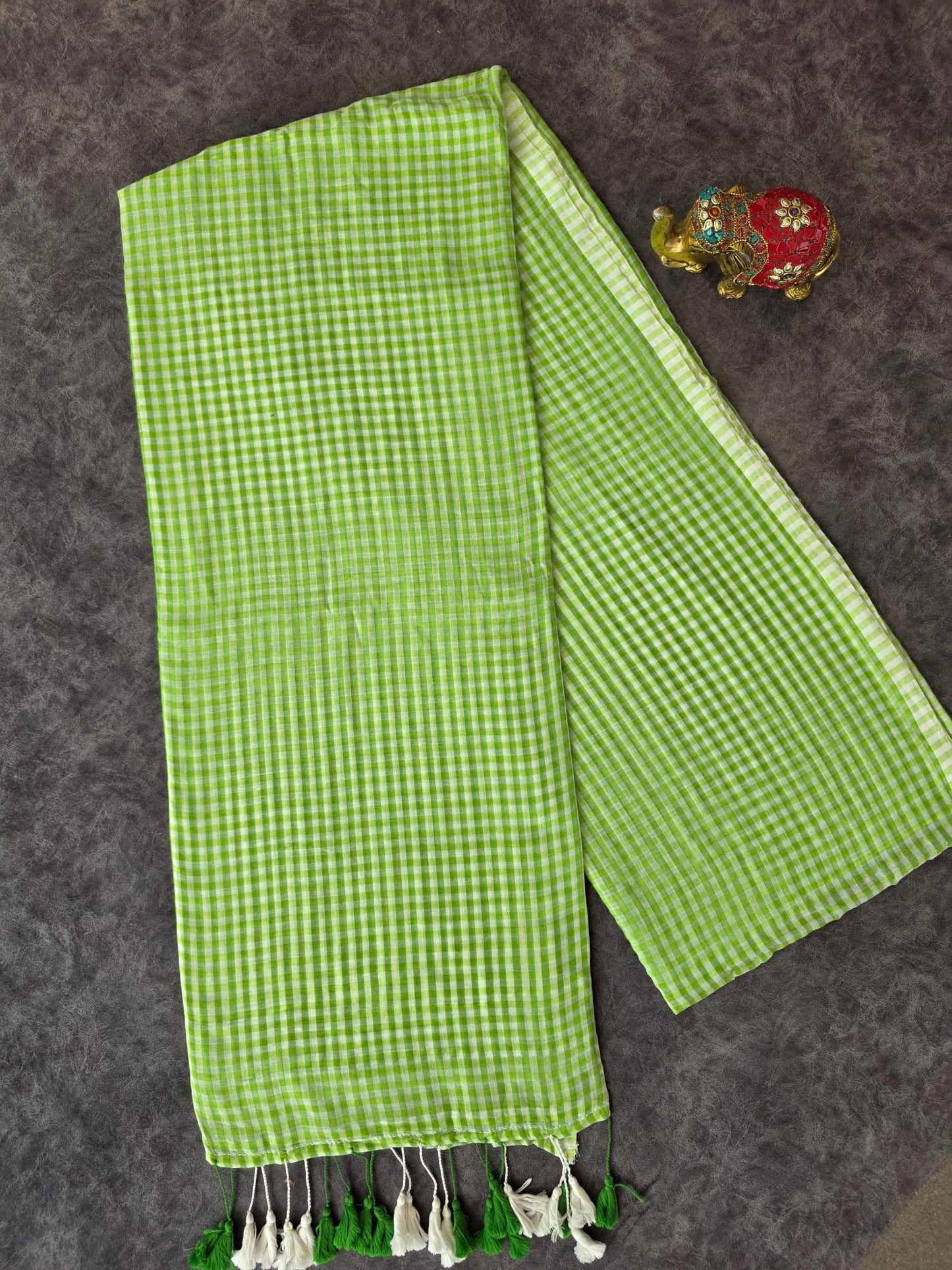 Mul checked West Bengal cotton saree (120's count)- WA35