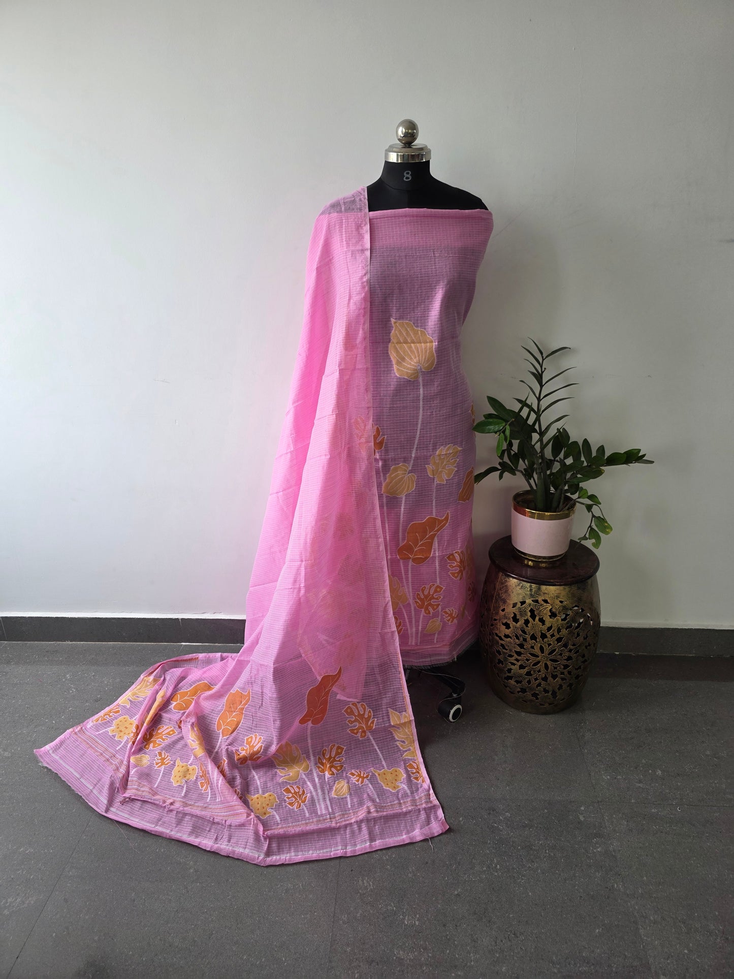 Checked jamdhani silk cotton set - AV4