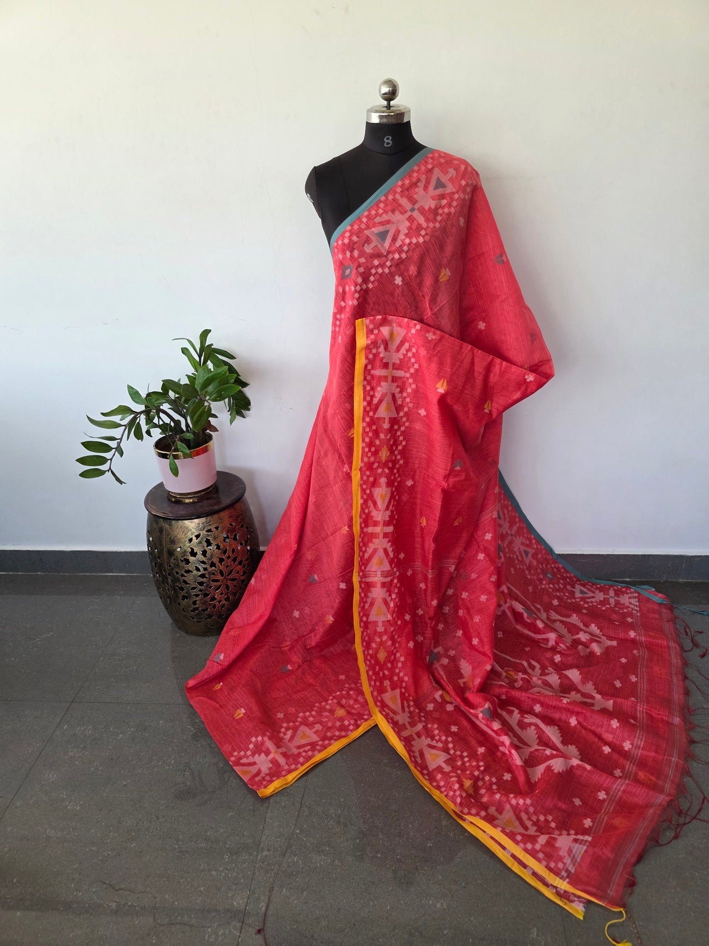 Silk cotton jamdhani saree  - BB465