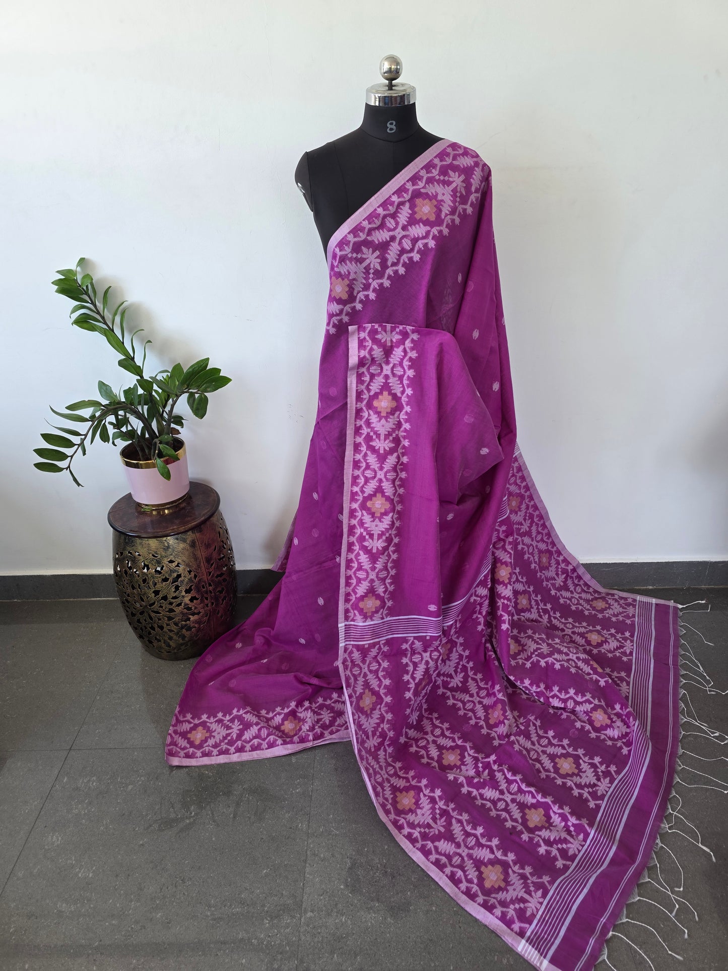 Silk cotton jamdhani saree  - BB178