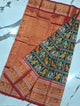 Mulbery ikkat kanchi border pattu saree-WW889