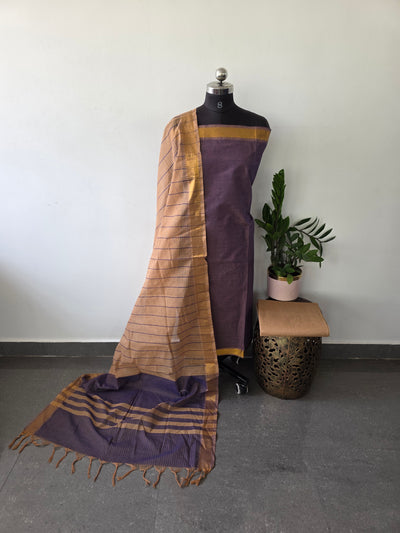 Handloom cotton with mangalagiri border salwar - MAA120