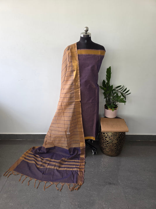Handloom cotton with mangalagiri border salwar - MAA120
