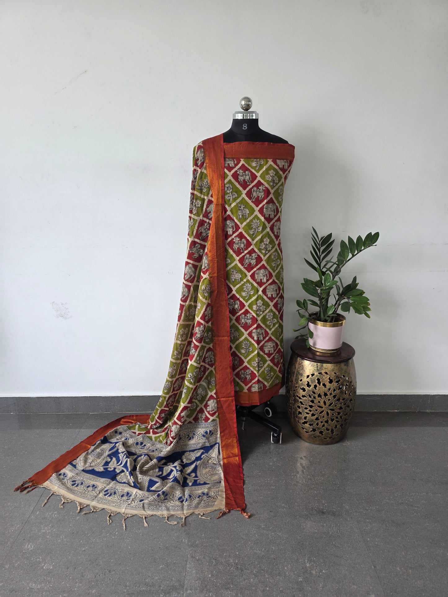 Premium Chennuri pure kalamkari silk with nizam border -ZM6