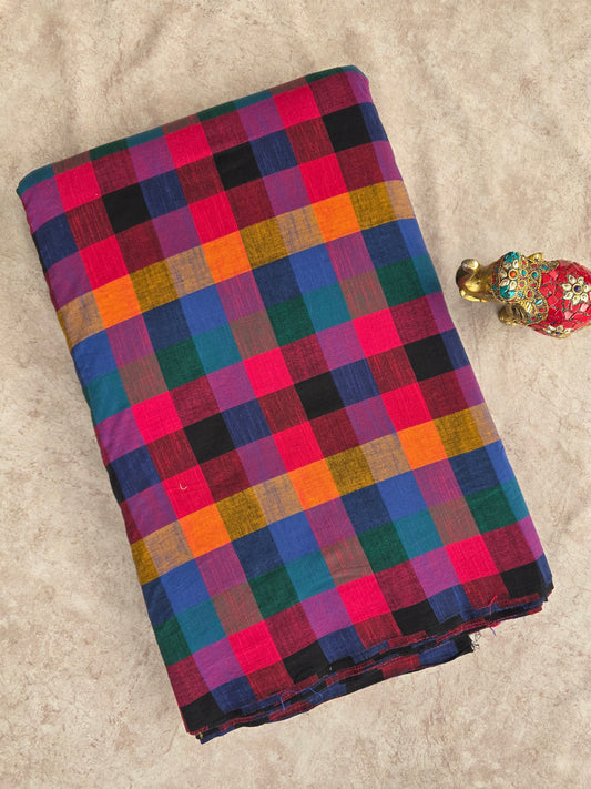 Madras kattam prewashed textured running material (1 mtr) - MD24 (2 inches*2 inches)