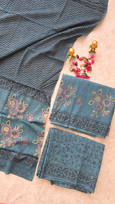 Nashpal Ajrakh Handblock Jaipuri pure cotton set - JA462
