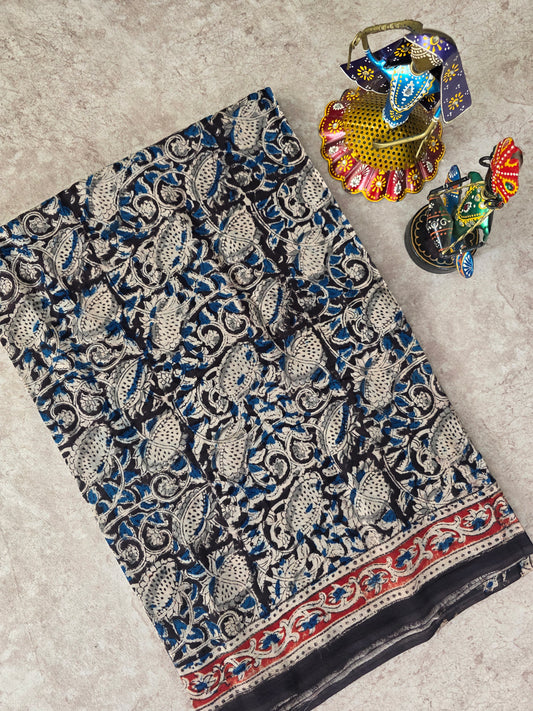 Handblock pure kalamkari cotton saree  - HS10