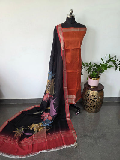 Handloom mangalagiri silk top with pure mangalagiri digital silk shawl - ML32