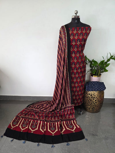 Handcrafted ajrakh modal silk set - HZ87