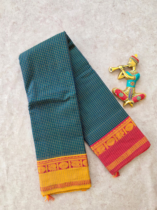 Mercerised checked narayanapet saree - NA201