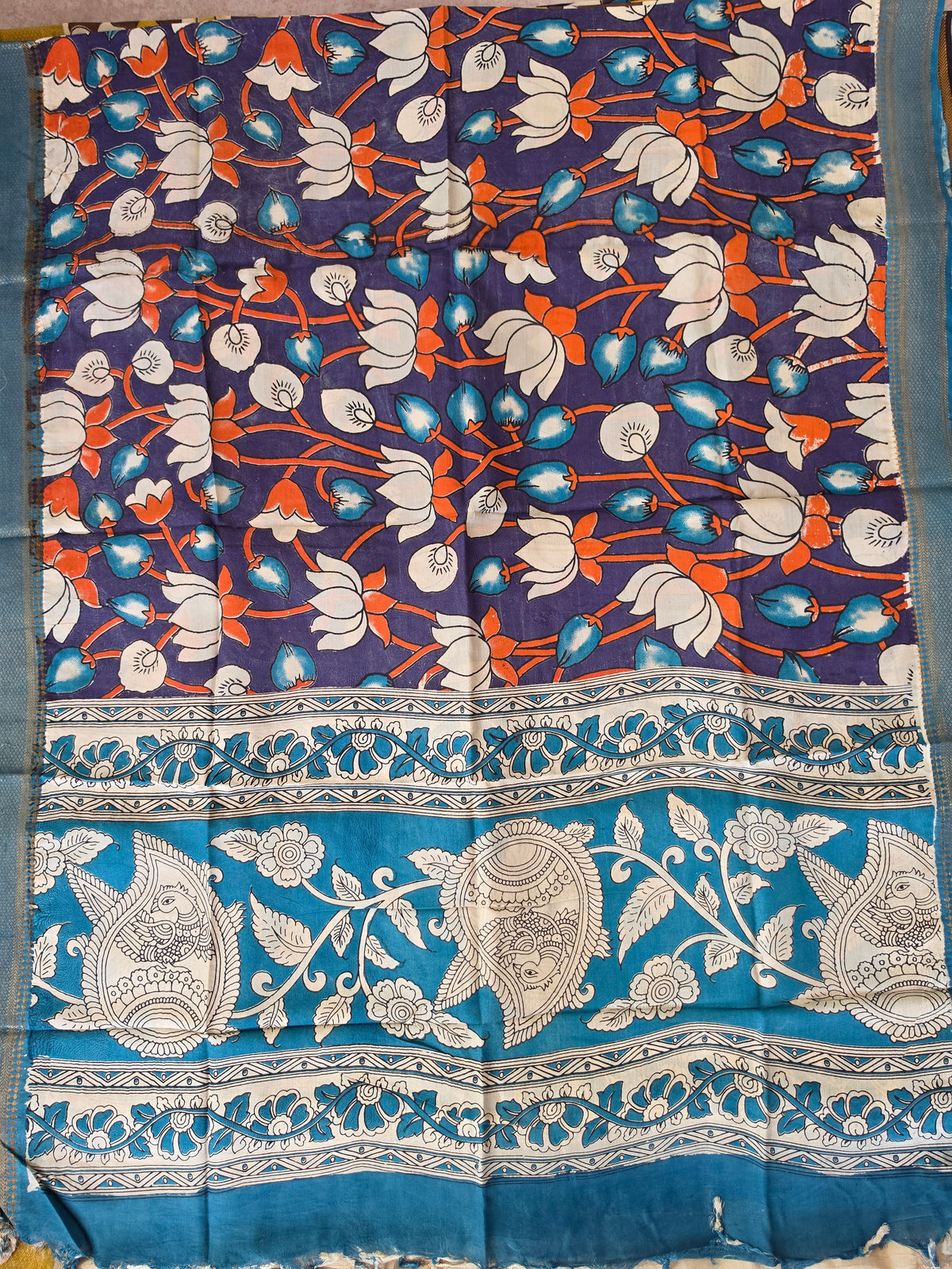 Handcrafted chennuri silk kalamkari duppatta -AK597