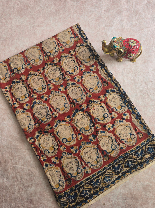 Handblock pure kalamkari cotton saree - HZ1
