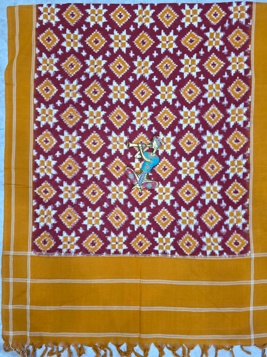 Handloom Telia rumal Double ikkat dupatta-NV546