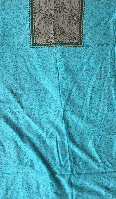 Handblock chanderi silk set-GE153