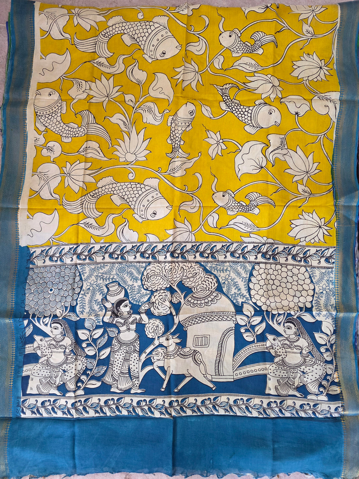 Handcrafted chennuri silk kalamkari duppatta -AK591