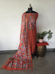 Kalamkari- Tussar silk set with zari butta - AS141