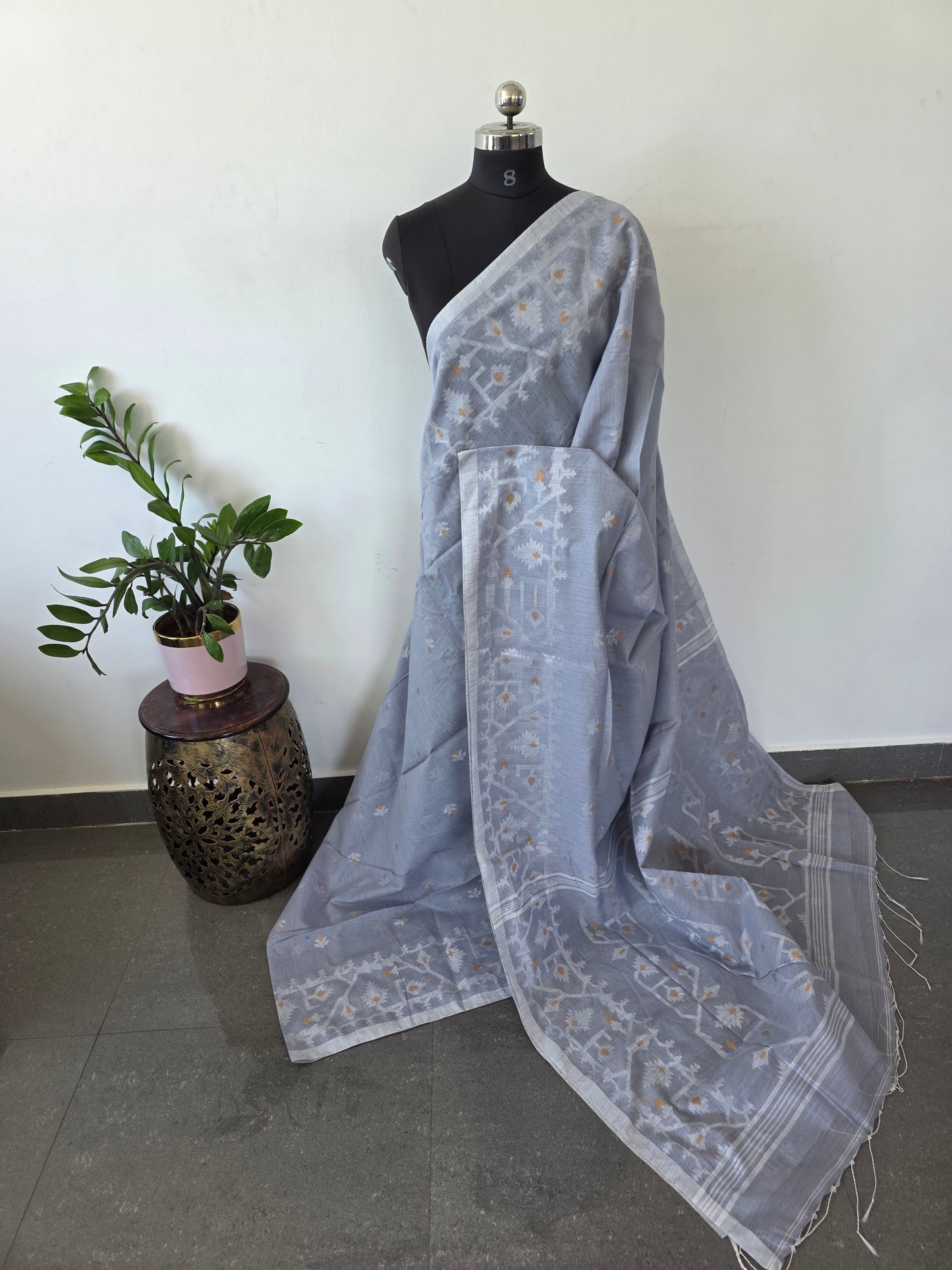 Silk cotton jamdhani saree  - BB179